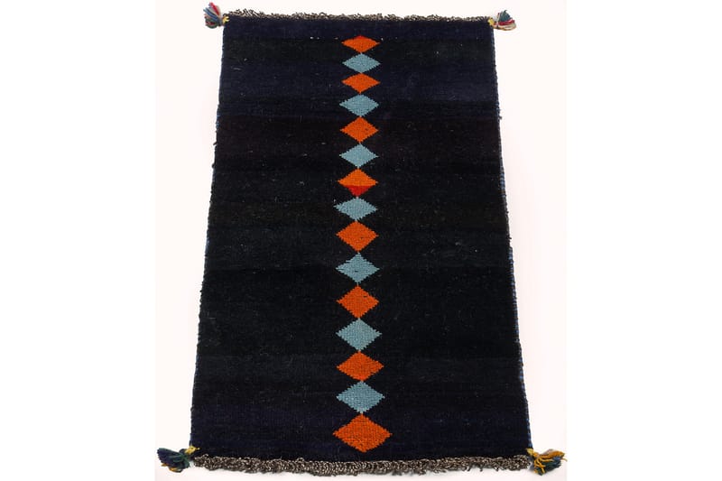 Handknuten Gabbeh Shiraz Ull Mörkblå 58x117cm - Handvävda mattor - Orientaliska mattor - Persisk matta