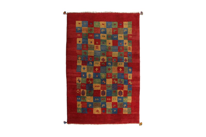 Handknuten Gabbeh Shiraz Ull Röd/Gul 124x186cm - Orientaliska mattor - Handvävda mattor - Persisk matta