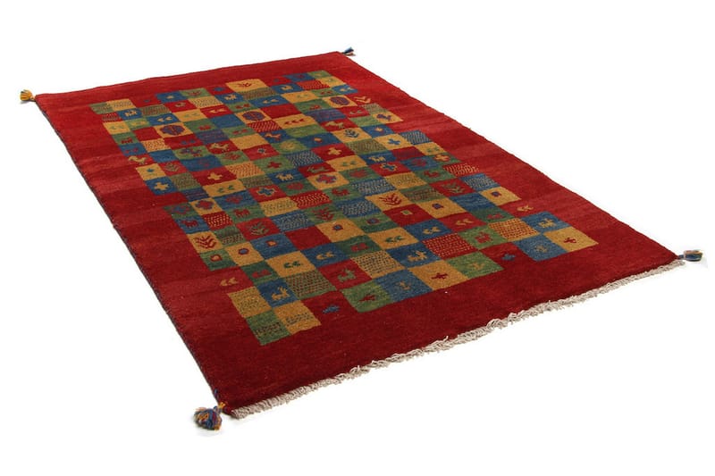 Handknuten Gabbeh Shiraz Ull Röd/Gul 124x186cm - Handvävda mattor - Orientaliska mattor - Persisk matta
