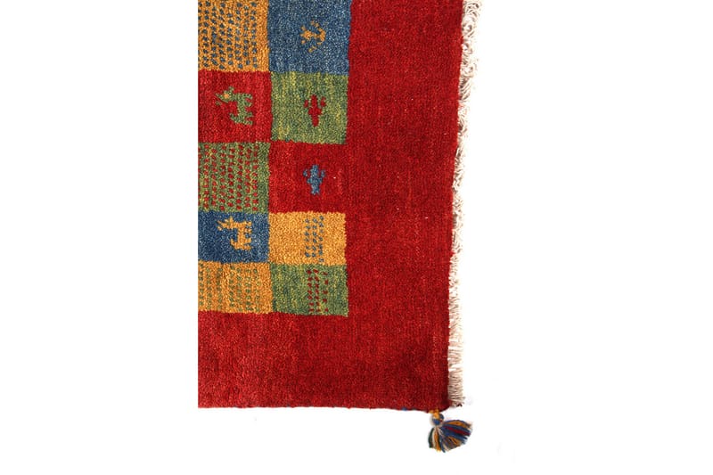 Handknuten Gabbeh Shiraz Ull Röd/Gul 124x186cm - Handvävda mattor - Orientaliska mattor - Persisk matta