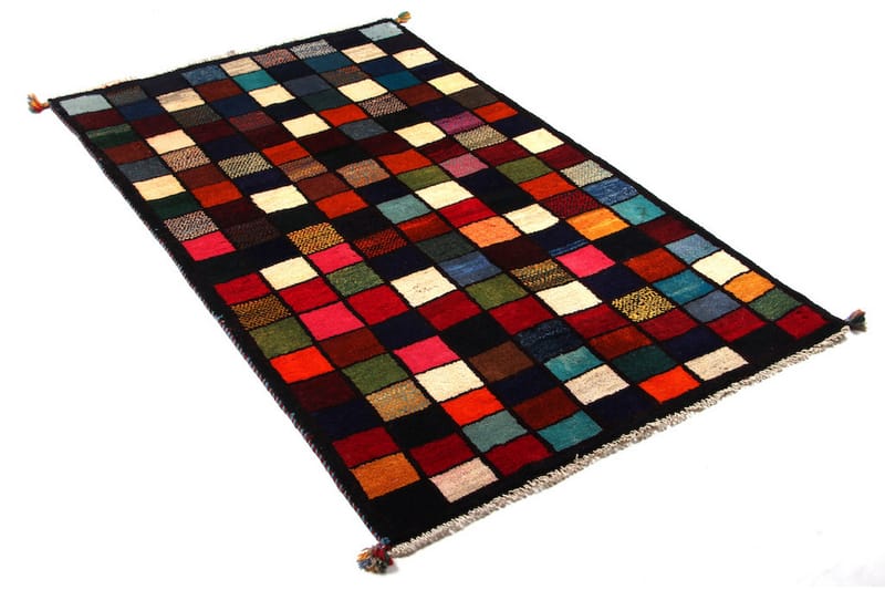 Handknuten Gabbeh Shiraz Ull Svart/Creme 108x173cm - Handvävda mattor - Orientaliska mattor - Persisk matta
