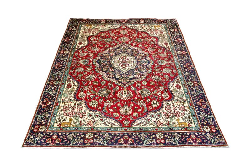 Handknuten Persisk Patinamatta 240x326 cm - Röd/Mörkblå - Orientaliska mattor - Persisk matta