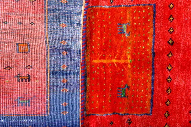 Handknuten Persisk Matta  97x172 cm Gabbeh Shiraz - Röd/Blå - Orientaliska mattor - Persisk matta