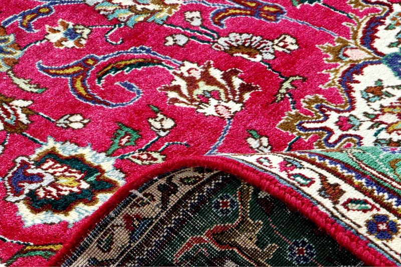 Handknuten Persisk Patinamatta 194x227 cm - Röd/Grön - Orientaliska mattor - Persisk matta