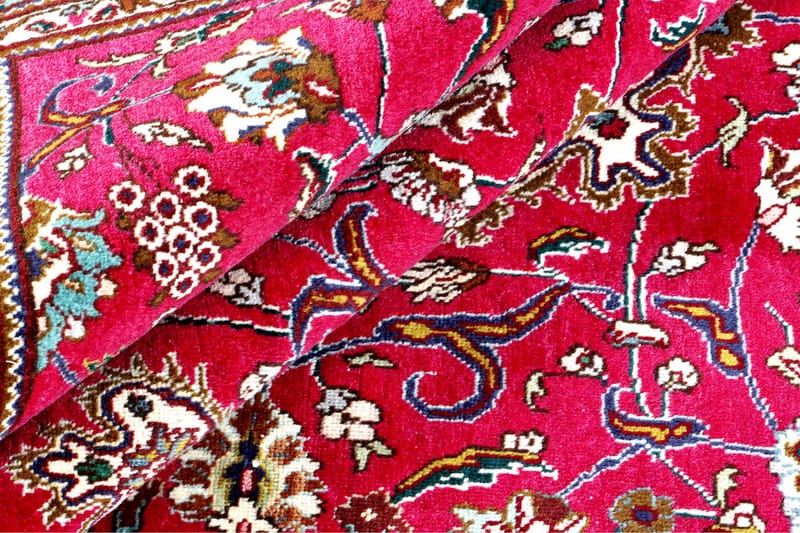 Handknuten Persisk Patinamatta 194x227 cm - Röd/Grön - Orientaliska mattor - Persisk matta