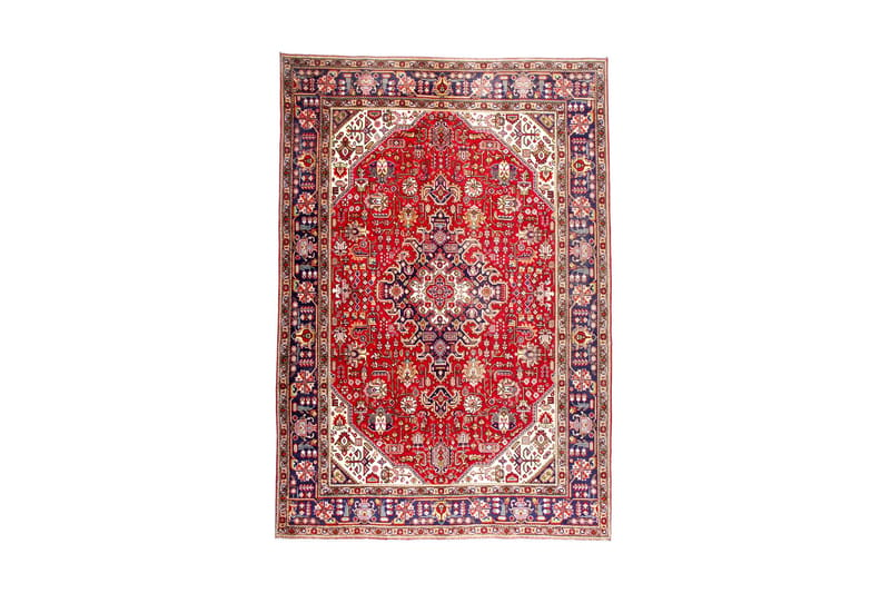 Handknuten Persisk Patinamatta 195x290 cm - Röd/Mörkblå - Orientaliska mattor - Persisk matta