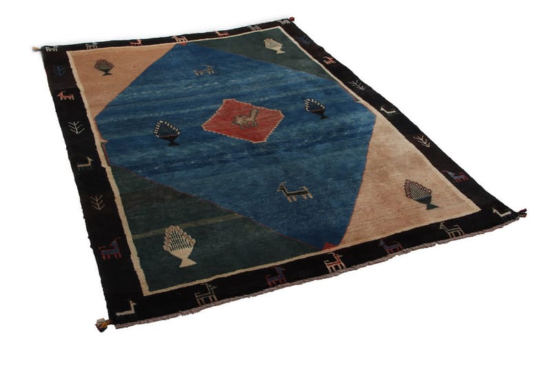 Handknuten Persisk Ullmatta 197x260 cm Gabbeh Shiraz - Blå/Svart - Orientaliska mattor - Persisk matta