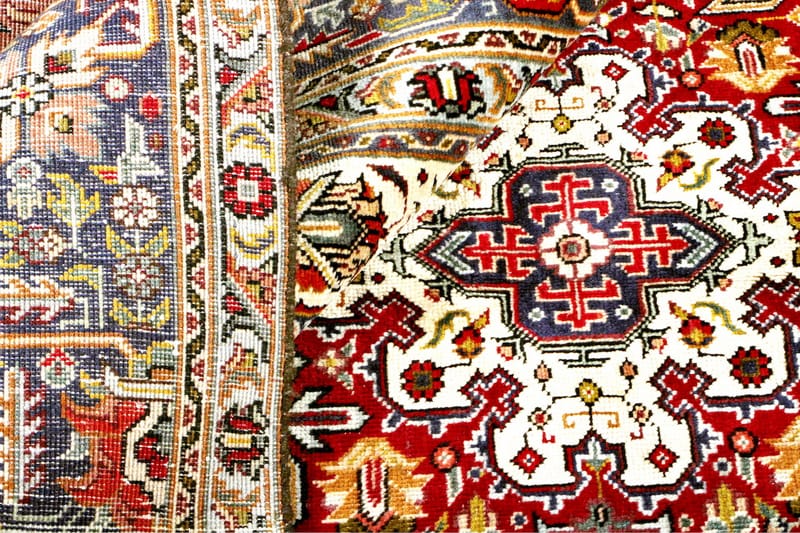 Handknuten Persisk Patinamatta 195x287 cm - Röd/Mörkblå - Orientaliska mattor - Persisk matta