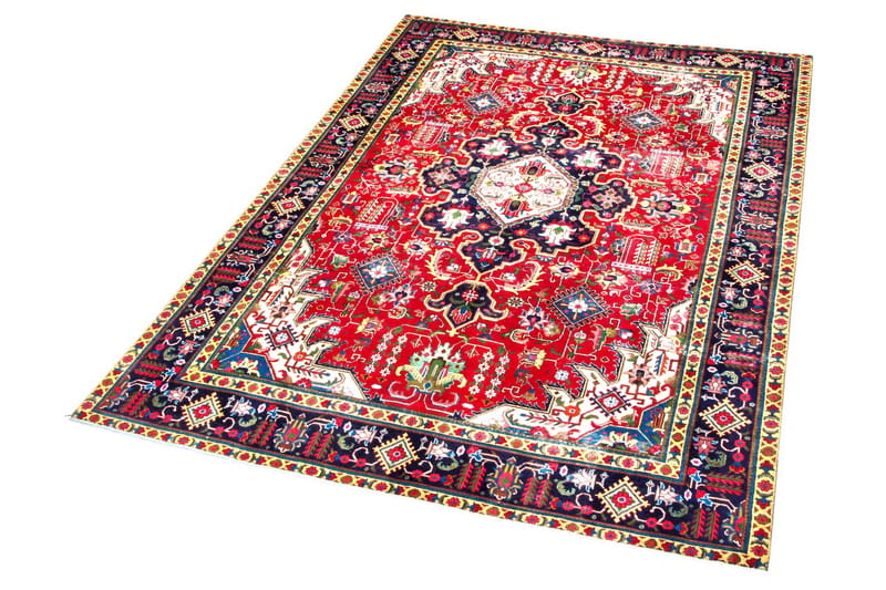 Handknuten Persisk Patinamatta 236x338 cm - Röd/Mörkblå - Orientaliska mattor - Persisk matta