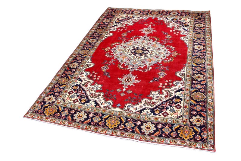 Handknuten Persisk Patinamatta 254x370 cm - Röd/Mörkblå - Orientaliska mattor - Persisk matta