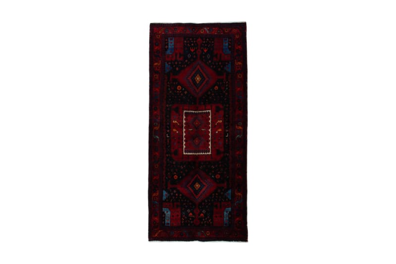 Handknuten Persisk Matta 150x341 cm - Svart/Röd - Orientaliska mattor - Persisk matta