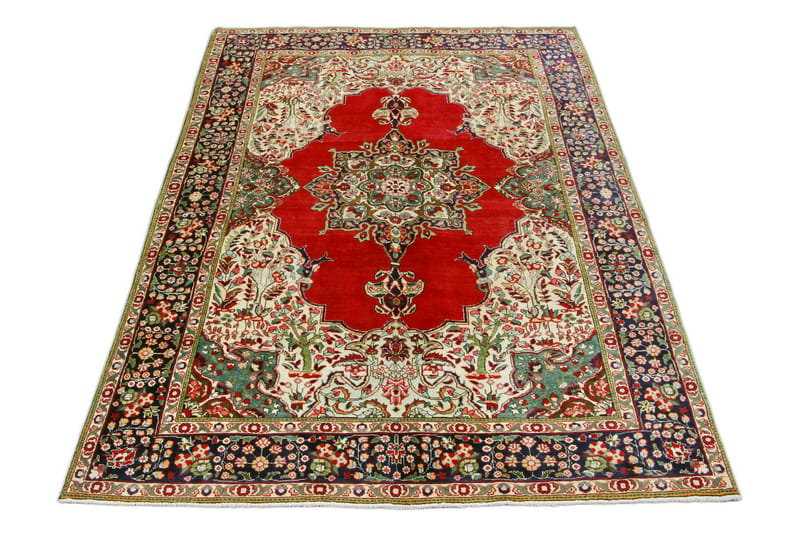 Handknuten Persisk Patinamatta 198x300 cm - Röd/Mörkblå - Orientaliska mattor - Persisk matta