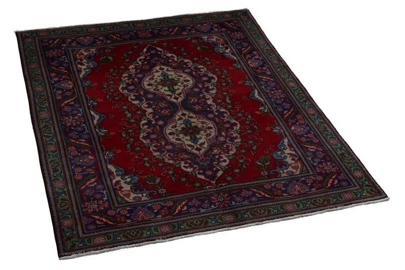 Handknuten Persisk Patinamatta 135x177 cm - Röd/Blå - Orientaliska mattor - Persisk matta