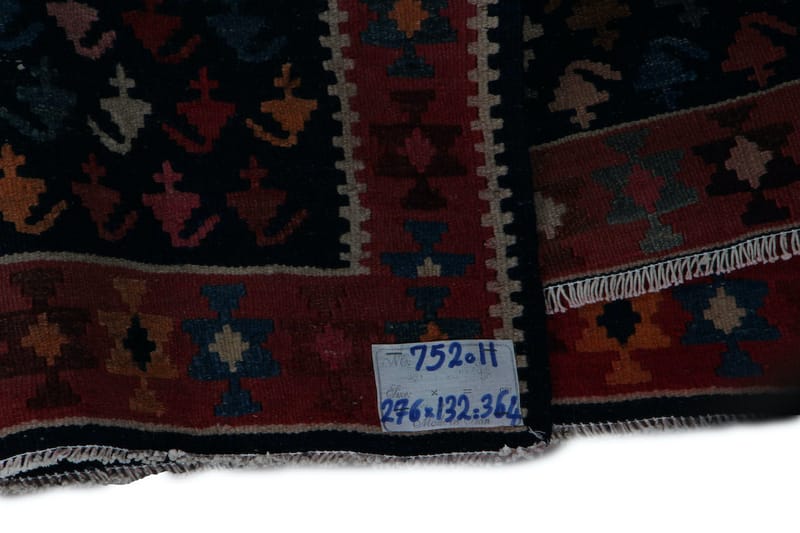 Handknuten Persisk Matta 132x276 cm Kelim - Mörkblå/Röd - Kelimmattor