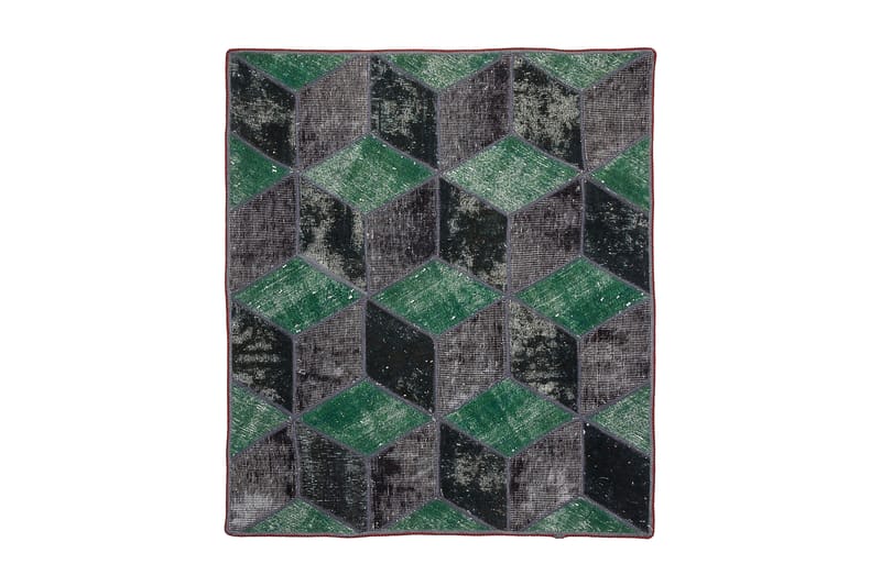 Handknuten Patchworkmatta Ull/Garn Flerfärgad 110x124cm - Textil & mattor - Mattor - Orientaliska mattor - Patchwork matta