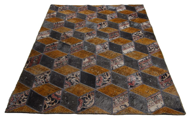 Handknuten Patchworkmatta Ull/Garn Flerfärgad 177x245cm - Patchwork matta - Handvävda mattor
