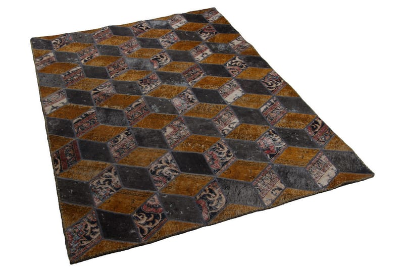 Handknuten Patchworkmatta Ull/Garn Flerfärgad 177x245cm - Patchwork matta - Handvävda mattor