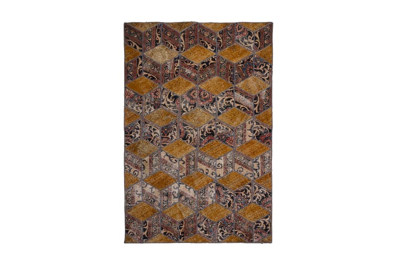 Handknuten Patchworkmatta Ull/Garn Flerfärgad 142x214cm - Patchwork matta - Handvävda mattor
