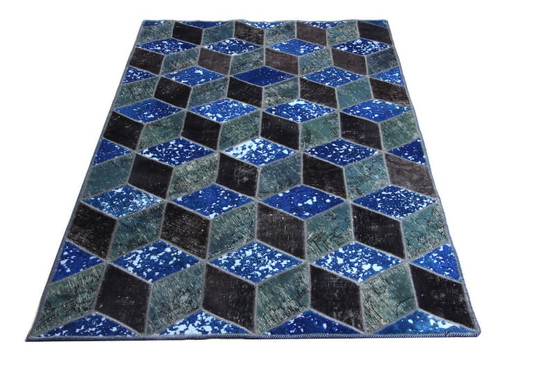 Handknuten Patchworkmatta Ull/Garn Flerfärgad 142x220cm - Patchwork matta - Handvävda mattor