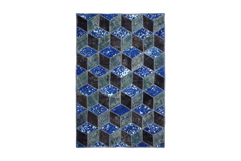 Handknuten Patchworkmatta Ull/Garn Flerfärgad 142x220cm - Patchwork matta - Handvävda mattor