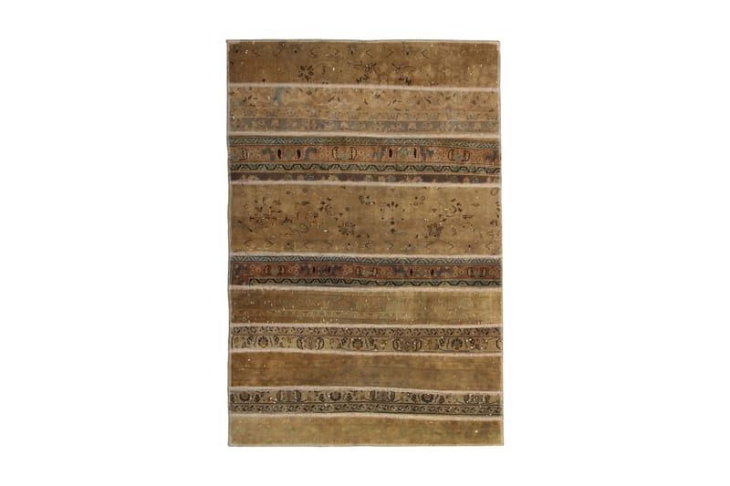 Handknuten Patchworkmatta Ull/Garn Flerfärgad 128x190cm - Patchwork matta - Handvävda mattor