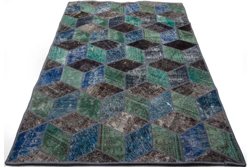 Handknuten Patchworkmatta Ull/Garn Flerfärgad 143x217cm - Patchwork matta - Handvävda mattor