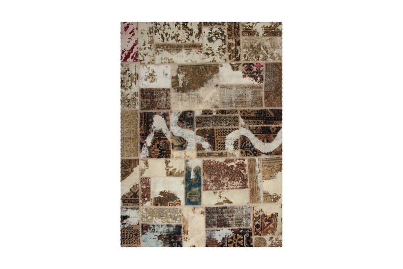 Handknuten Patchworkmatta Ull/Garn Flerfärgad 106x229cm - Textil & mattor - Mattor - Orientaliska mattor - Patchwork matta