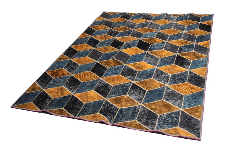 Handknuten Patchworkmatta Ull/Garn Flerfärgad 178x246cm - Patchwork matta - Handvävda mattor