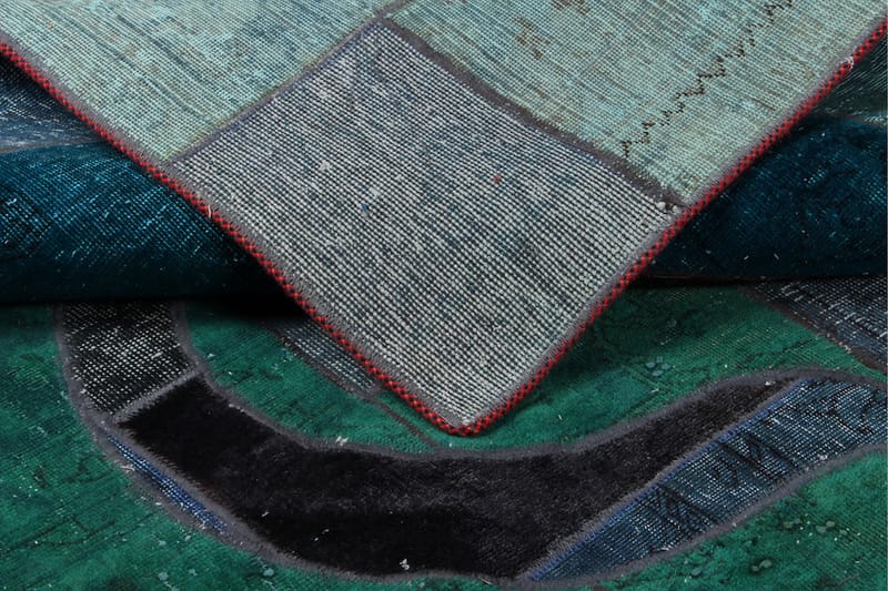 Handknuten Patchworkmatta Ull/Garn Flerfärgad 182x267cm - Patchwork matta - Handvävda mattor