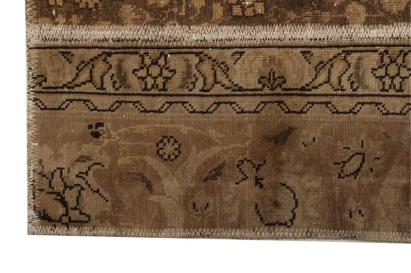 Handknuten Patchworkmatta Ull/Garn Flerfärgad 190x353cm - Patchwork matta - Handvävda mattor