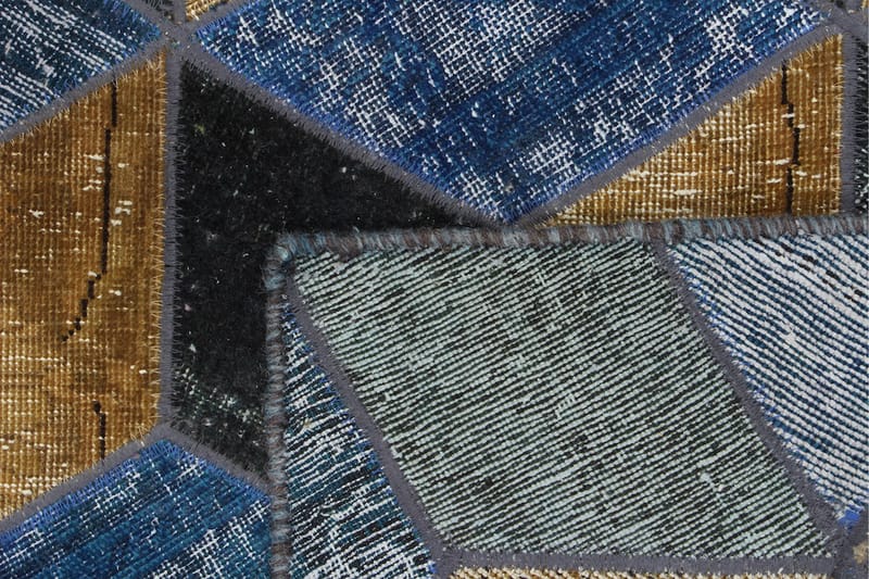 Handknuten Patchworkmatta Ull/Garn Flerfärgad 121x250cm - Patchwork matta - Handvävda mattor