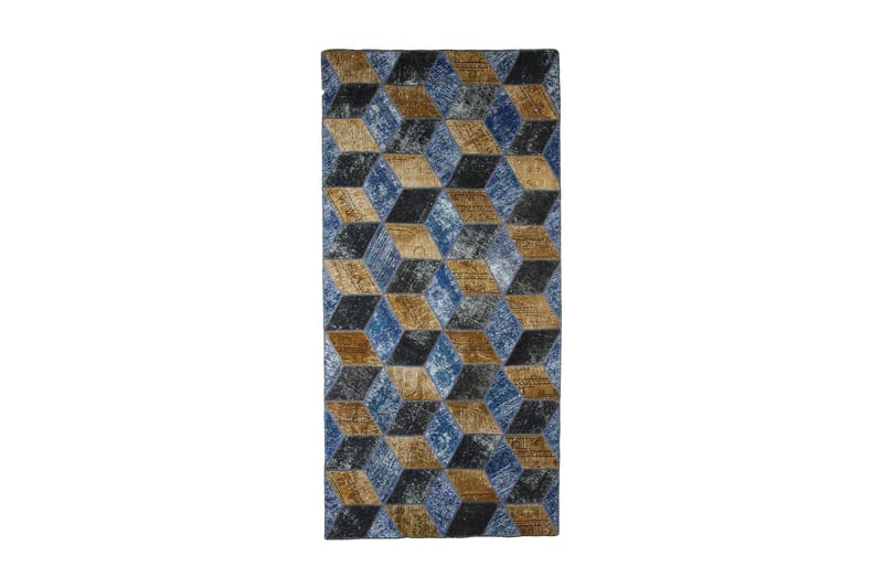Handknuten Patchworkmatta Ull/Garn Flerfärgad 121x250cm - Patchwork matta - Handvävda mattor
