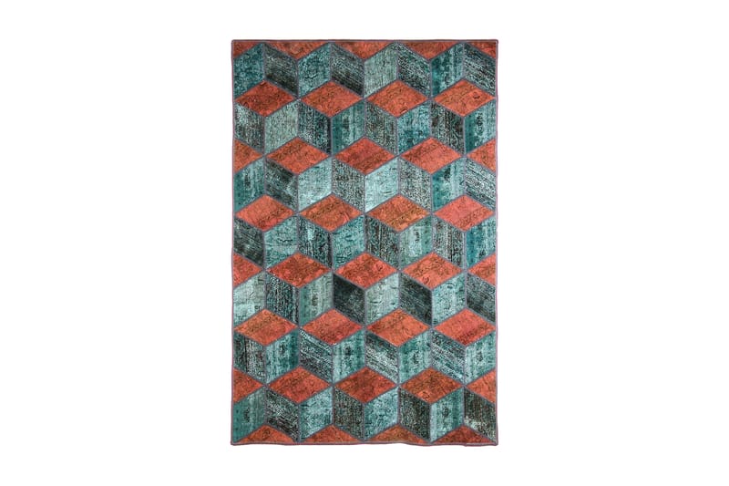 Handknuten Patchworkmatta Ull/Garn Flerfärgad 142x227cm - Patchwork matta - Handvävda mattor