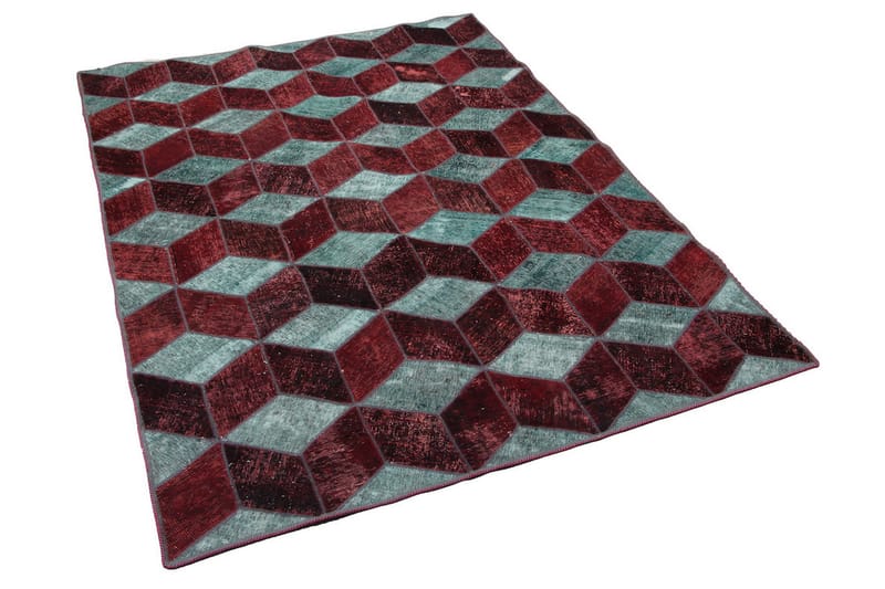 Handknuten Patchworkmatta Ull/Garn Flerfärgad 180x245cm - Patchwork matta - Handvävda mattor