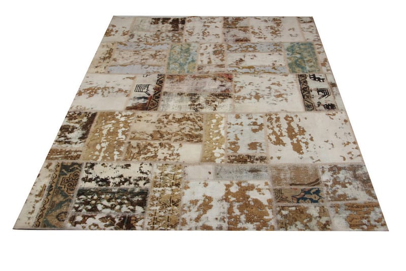 Handknuten Patchworkmatta Ull/Garn Flerfärgad 173x234cm - Patchwork matta - Handvävda mattor