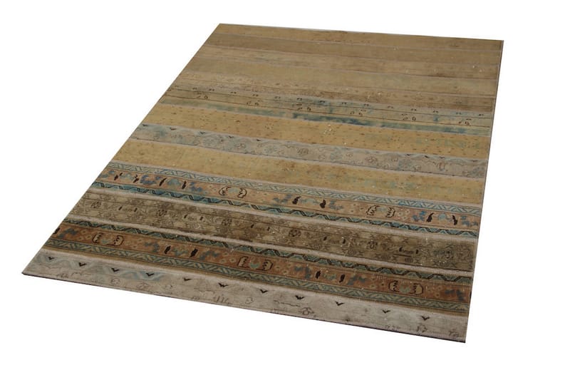 Handknuten Patchworkmatta Ull/Garn Flerfärgad 139x193cm - Patchwork matta - Handvävda mattor