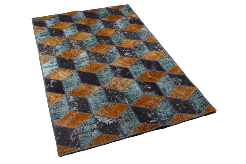 Handknuten Patchworkmatta Ull/Garn Flerfärgad 144x220cm - Patchwork matta - Handvävda mattor