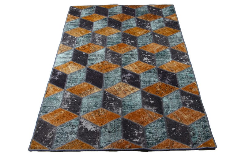 Handknuten Patchworkmatta Ull/Garn Flerfärgad 144x220cm - Patchwork matta - Handvävda mattor