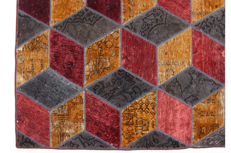 Handknuten Patchworkmatta Ull/Garn Flerfärgad 176x245cm - Patchwork matta - Handvävda mattor