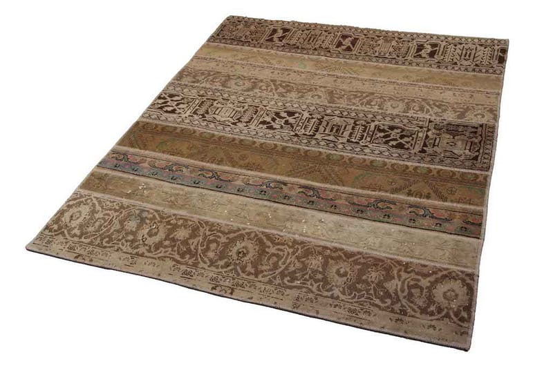 Handknuten Patchworkmatta Ull/Garn Flerfärgad 160x202cm - Patchwork matta - Handvävda mattor
