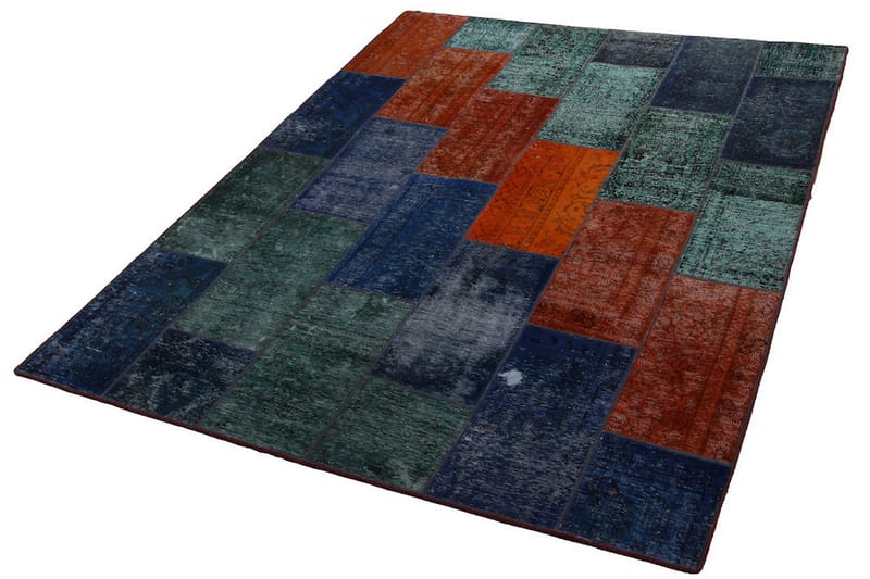 Handknuten Patchworkmatta Ull/Garn Flerfärgad 181x241cm - Patchwork matta - Handvävda mattor
