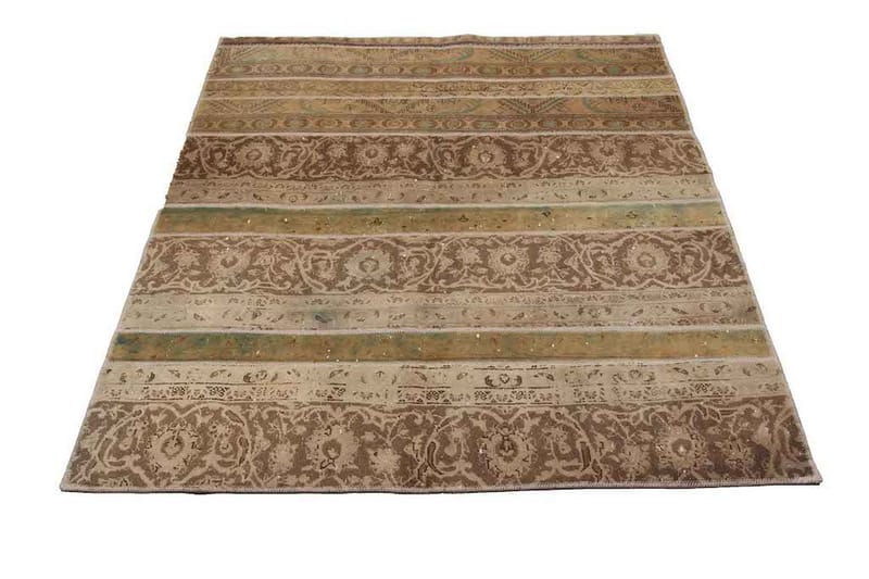Handknuten Patchworkmatta Ull/Garn Flerfärgad 156x166cm - Patchwork matta - Handvävda mattor