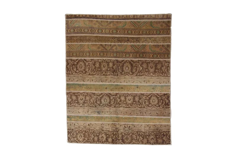 Handknuten Patchworkmatta Ull/Garn Flerfärgad 156x166cm - Patchwork matta - Handvävda mattor