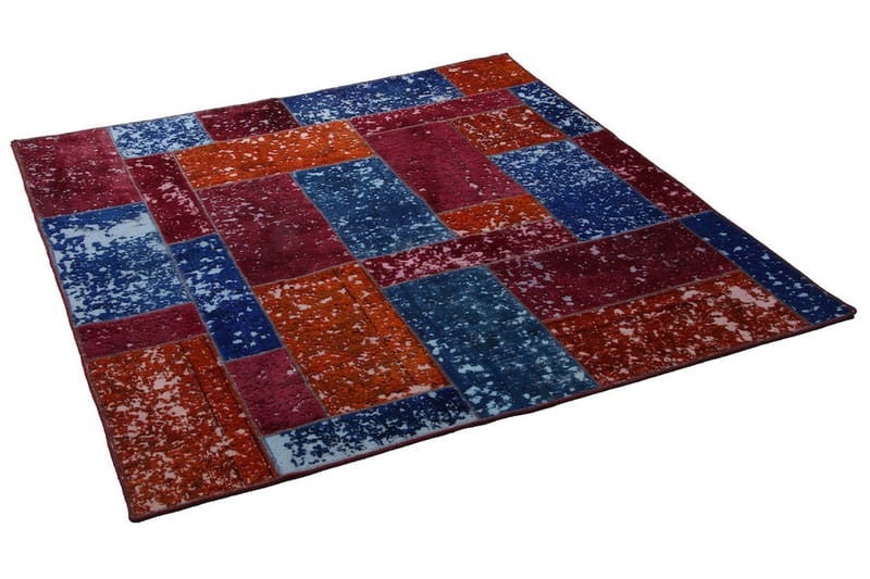 Handknuten Patchworkmatta Ull/Garn Flerfärgad 180x193cm - Patchwork matta - Handvävda mattor