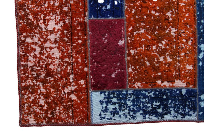 Handknuten Patchworkmatta Ull/Garn Flerfärgad 180x193cm - Patchwork matta - Handvävda mattor