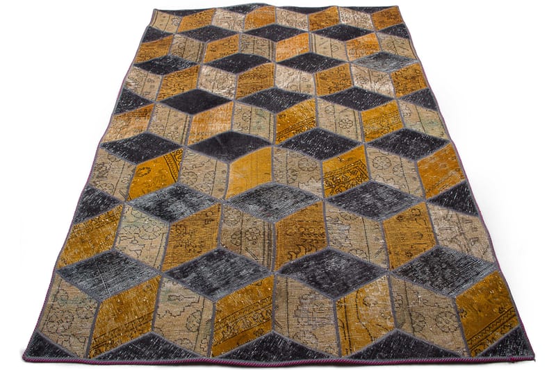 Handknuten Patchworkmatta Ull/Garn Flerfärgad 143x216cm - Patchwork matta - Handvävda mattor