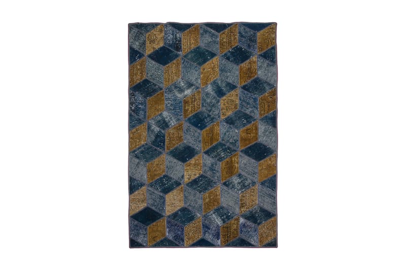 Handknuten Patchworkmatta Ull/Garn Flerfärgad 142x217cm - Patchwork matta - Handvävda mattor