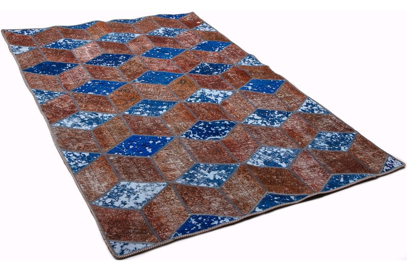 Handknuten Patchworkmatta Ull/Garn Flerfärgad 145x216cm - Patchwork matta - Handvävda mattor