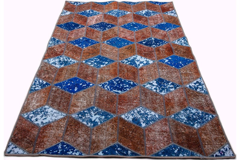 Handknuten Patchworkmatta Ull/Garn Flerfärgad 145x216cm - Patchwork matta - Handvävda mattor