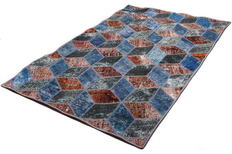 Handknuten Patchworkmatta Ull/Garn Flerfärgad 141x215cm - Patchwork matta - Handvävda mattor